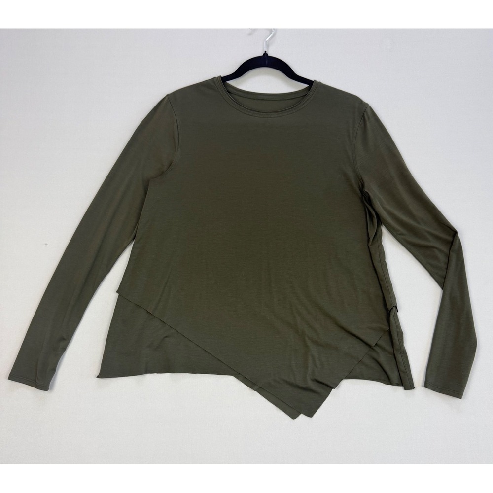 Lululemon Sweetest Day Long Sleeve Asymmetrical Layered Hem Dark Olive Crew Neck